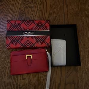 Ralph Lauren red leather wristlet